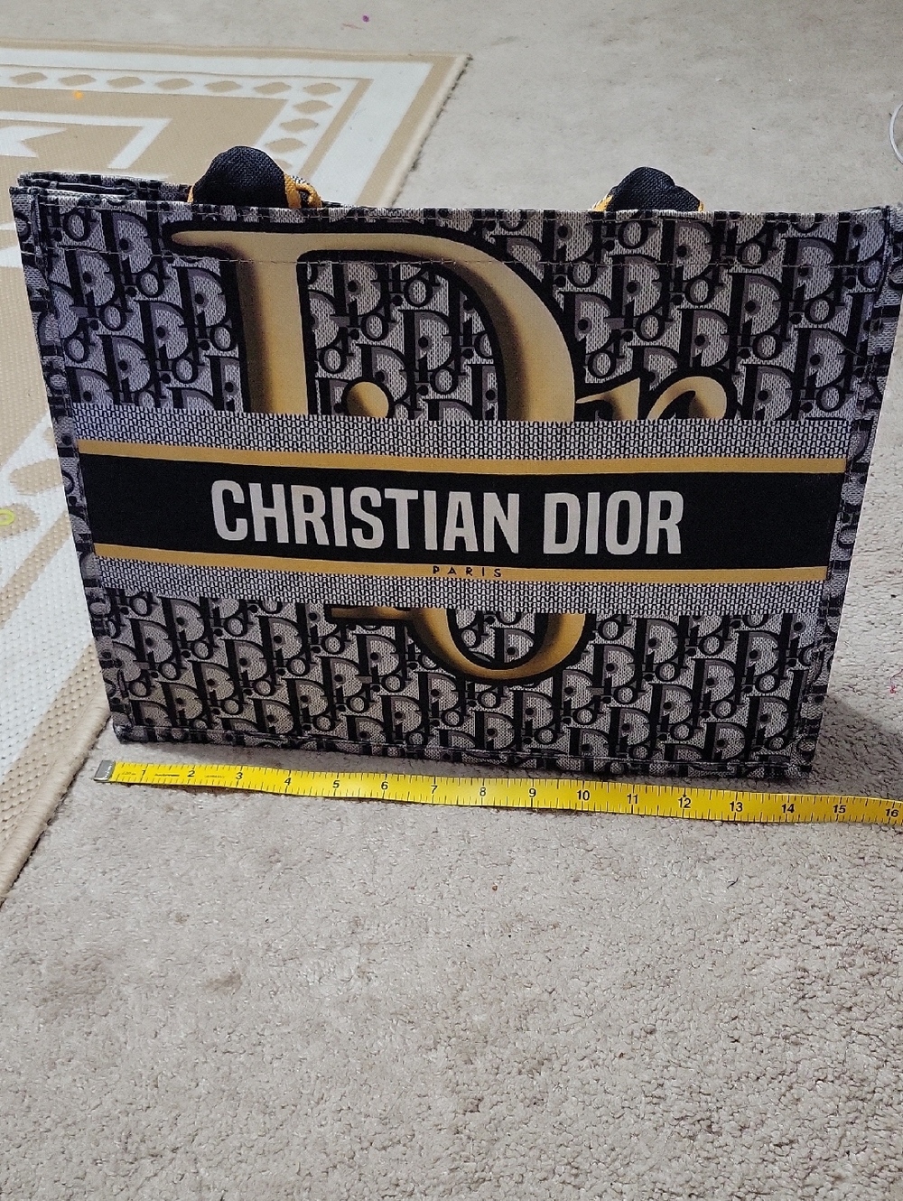 Dior Black and Gold Oblique Logo Shoulder Bag